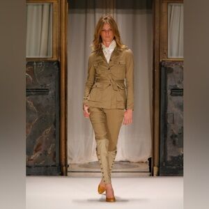 Rag & Bone jacket blazer tan safari linen look cargo pockets 0 belted military